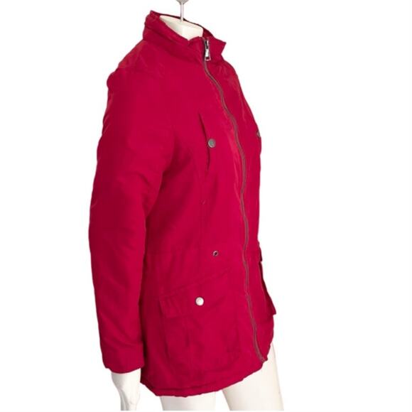 HOLSTARK Faux Fur Lined Quilted Parka in Red NO HOOD SZ M - Picture 4 of 13